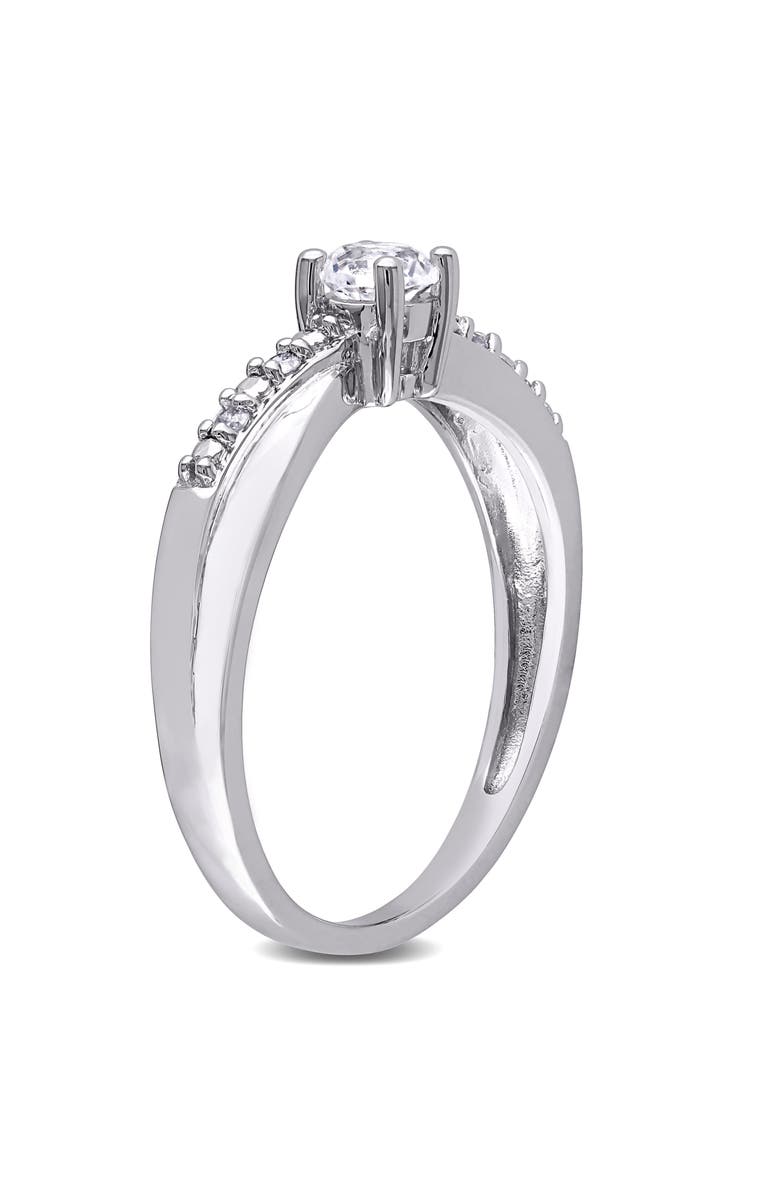 Julianna B. Created White Sapphire & Diamond Crossover Ring, Alternate, color, Sterling Silver