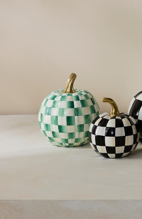 Mackenzie-childs Mackenzie Childs Emerald Check Small Pumpkin In Green