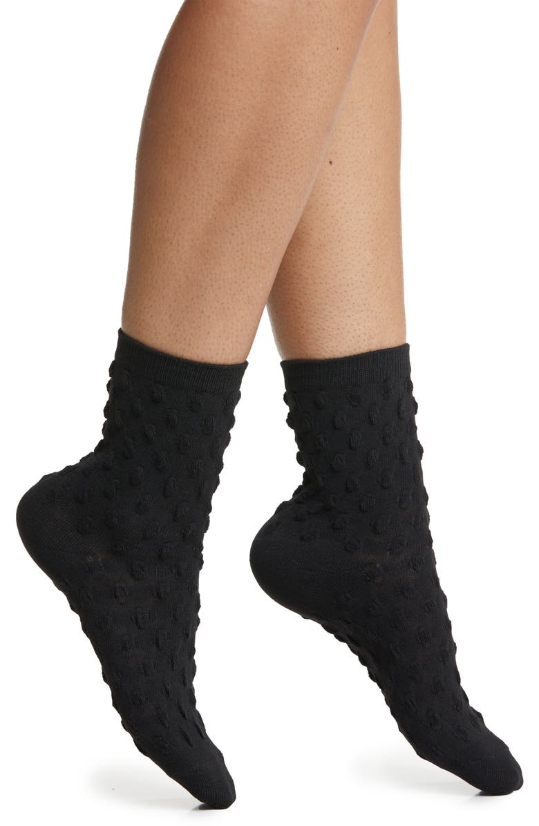 HIGH HEEL JUNGLE Dot Texture Crew Socks, Main, color, Black