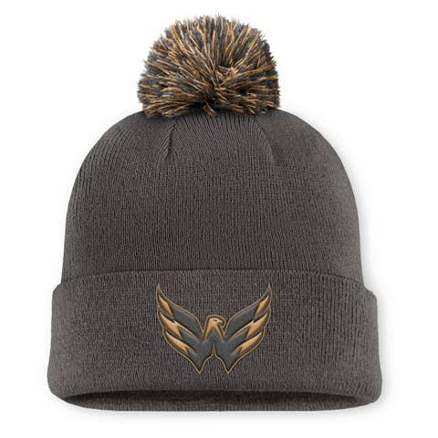 Men's Fanatics  Charcoal Washington Capitals Authentic Pro Military Appreciation Cuffed Knit Hat with Pom
