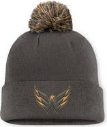 FANATICS Men's Fanatics  Charcoal Washington Capitals Authentic Pro Military Appreciation Cuffed Knit Hat with Pom