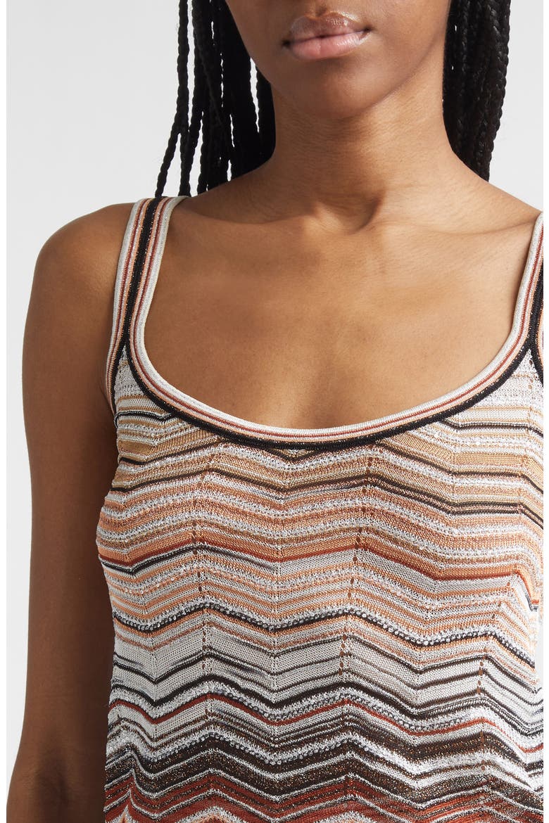 Zigzag Lamé Tank, Alternate, color, RED AND BEIGE TONES