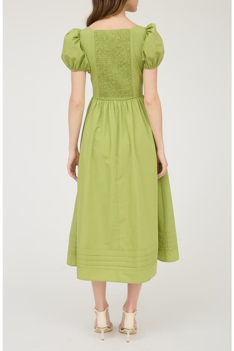 Puff Sleeve Midi Dress, Alternate, color, OLIVE
