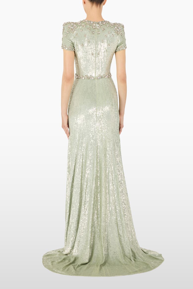 Lombard Embellished Dress, Alternate, color, Marmo Green