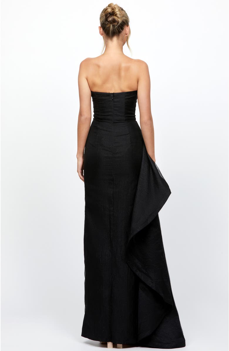 Bariano Rain Strapless Cut Out Gown, Alternate, color, Black