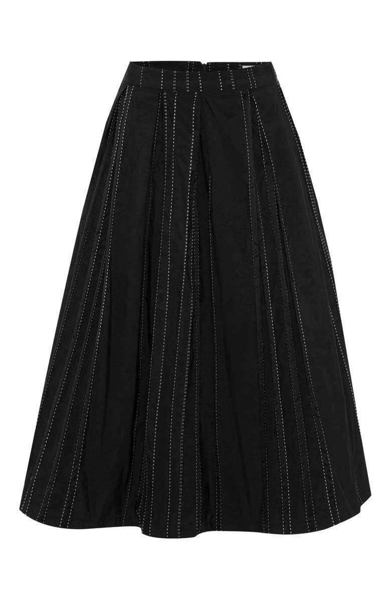 THEO The Label Theia Striped Taffeta Pleated Midi Skirt, Alternate, color,