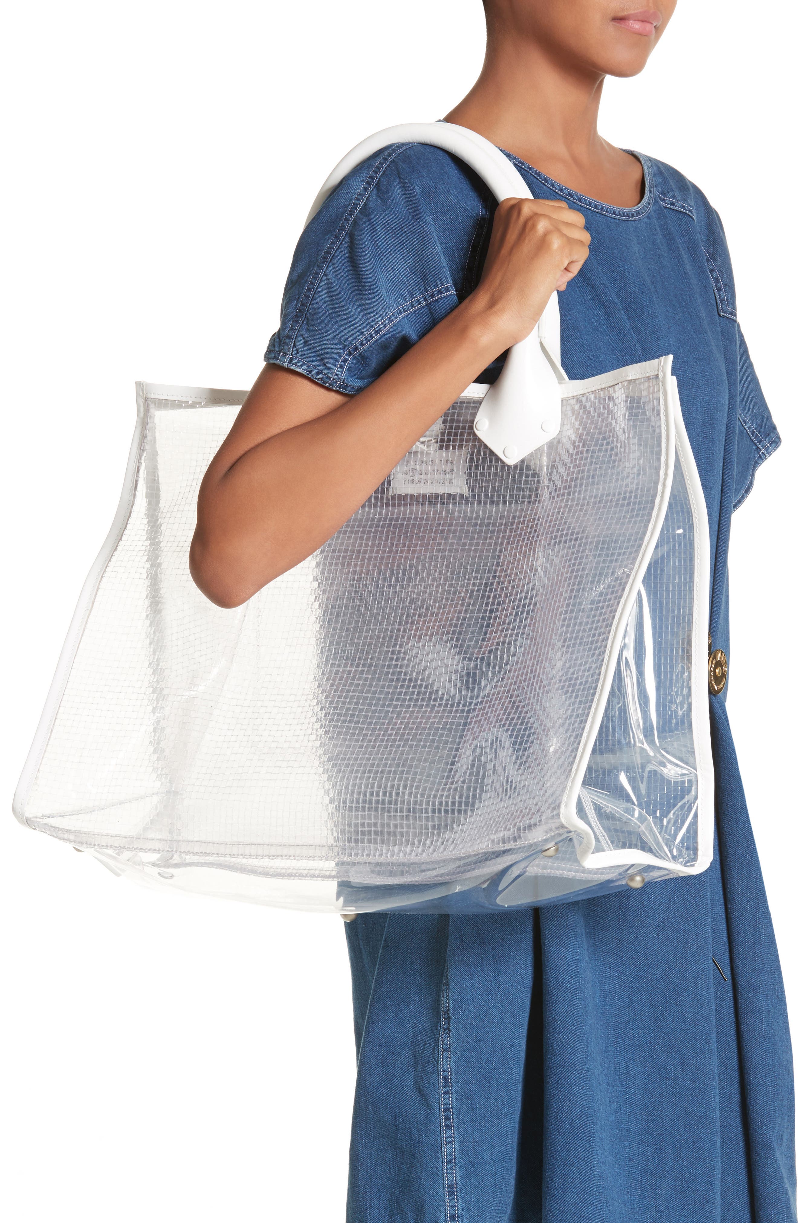 Textured Transparent Tote, Alternate, color, TRANSPARENT WHITE