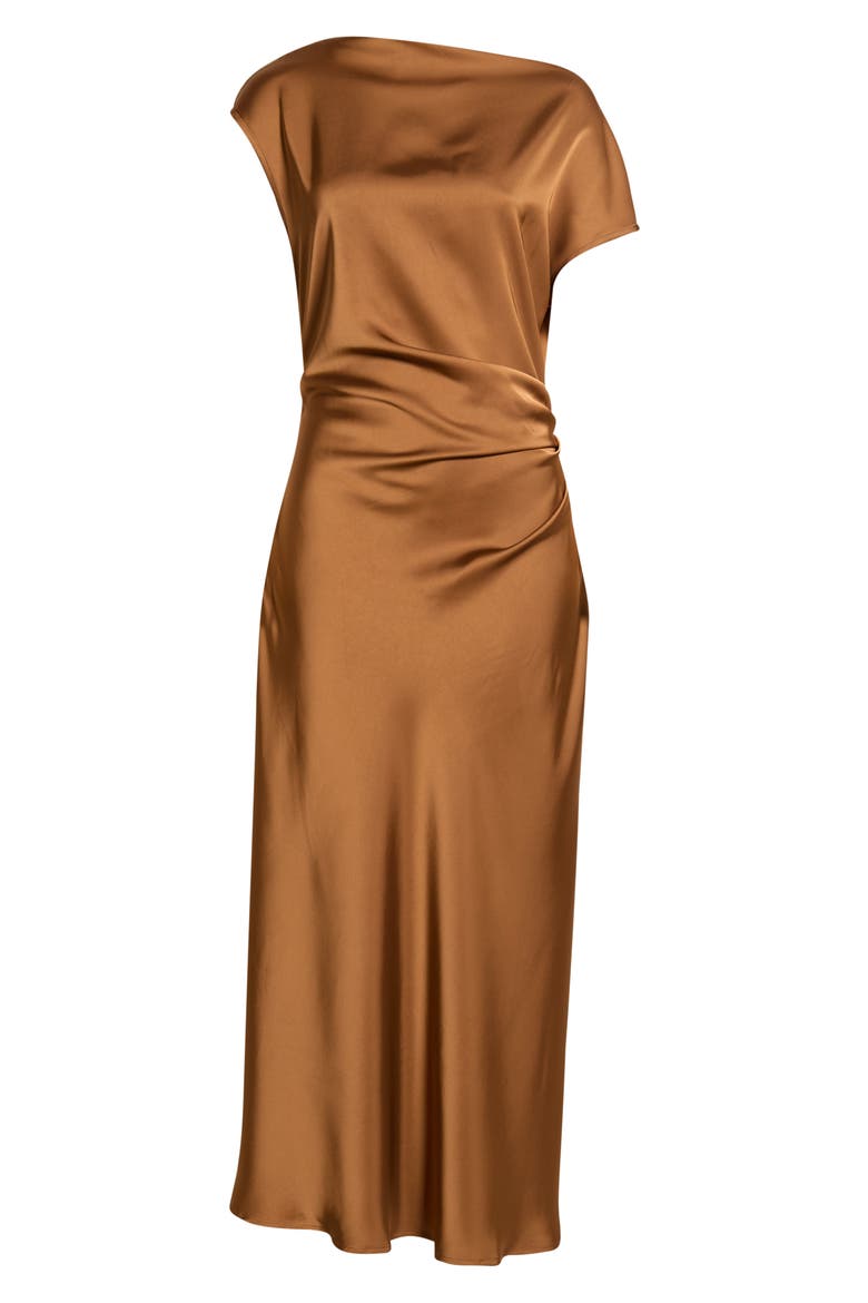 Satin Bateau Neck Maxi Dress, Main, color, BRONZE