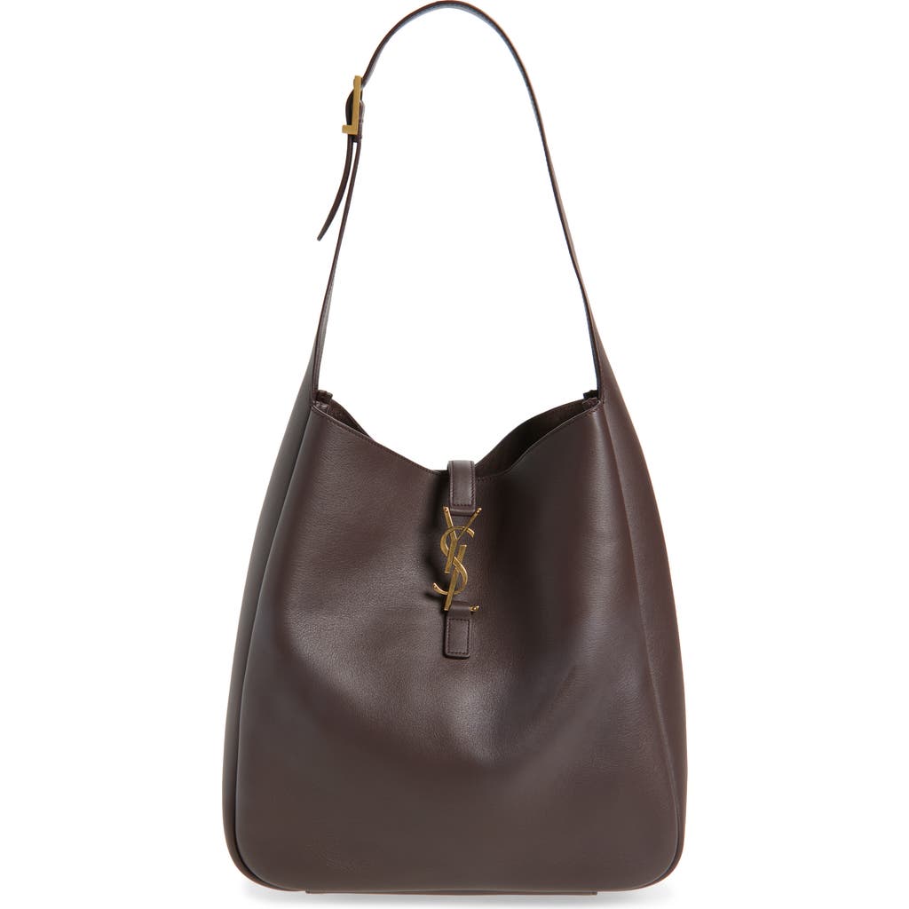 Saint Laurent Large Le 5 À 7 Leather Hobo Bag In Purple