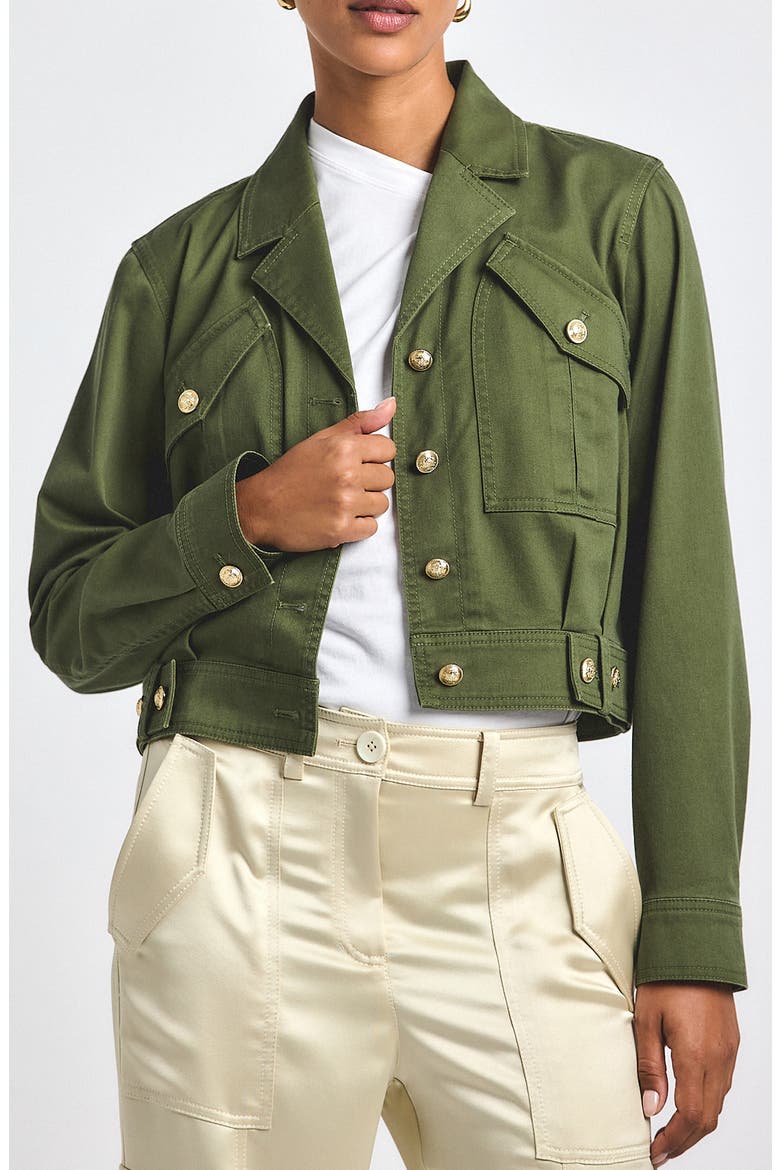 Celinora Crop Twill Jacket, Main, color, FATIGUE