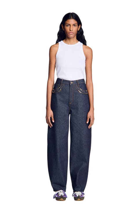 Barrel Jeans With Metal Details