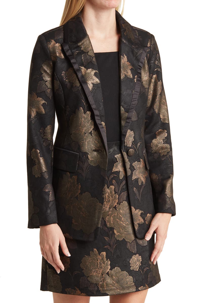 Avec Les Filles Floral Jacquard Tuxedo Jacket, Main, color,