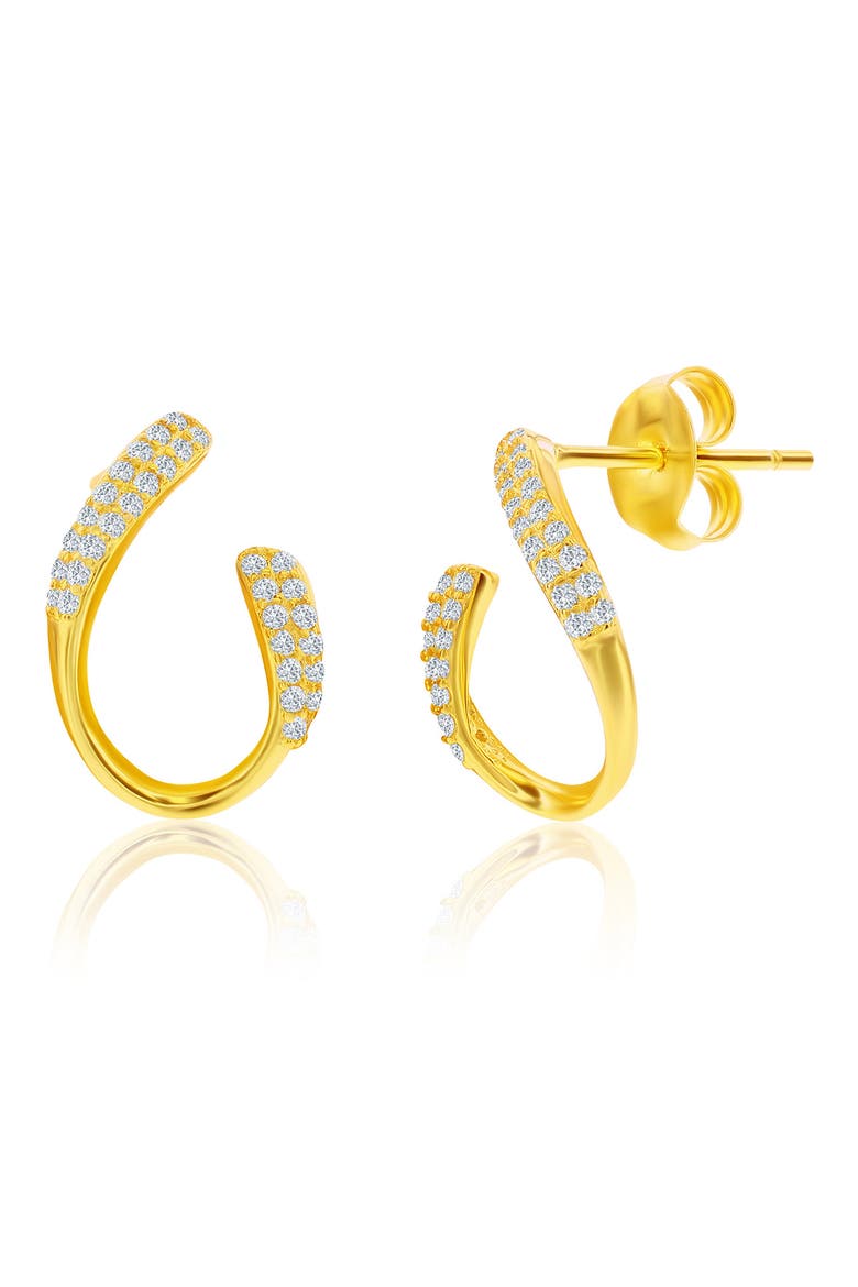 Pavé Cubic Zirconia Hook Stud Earrings & Pendant Necklace Set, Alternate, color, GOLD