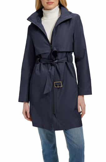 Cole Haan Belted Travel Packable Hooded Rain Jacket