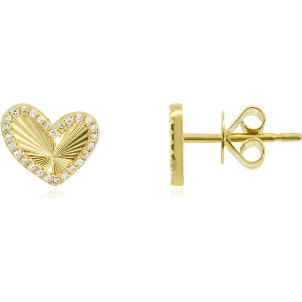 The Lovery Fine Jewelry Asymmetrical Fluted Gold Diamond Heart Stud Earrings In Gold
