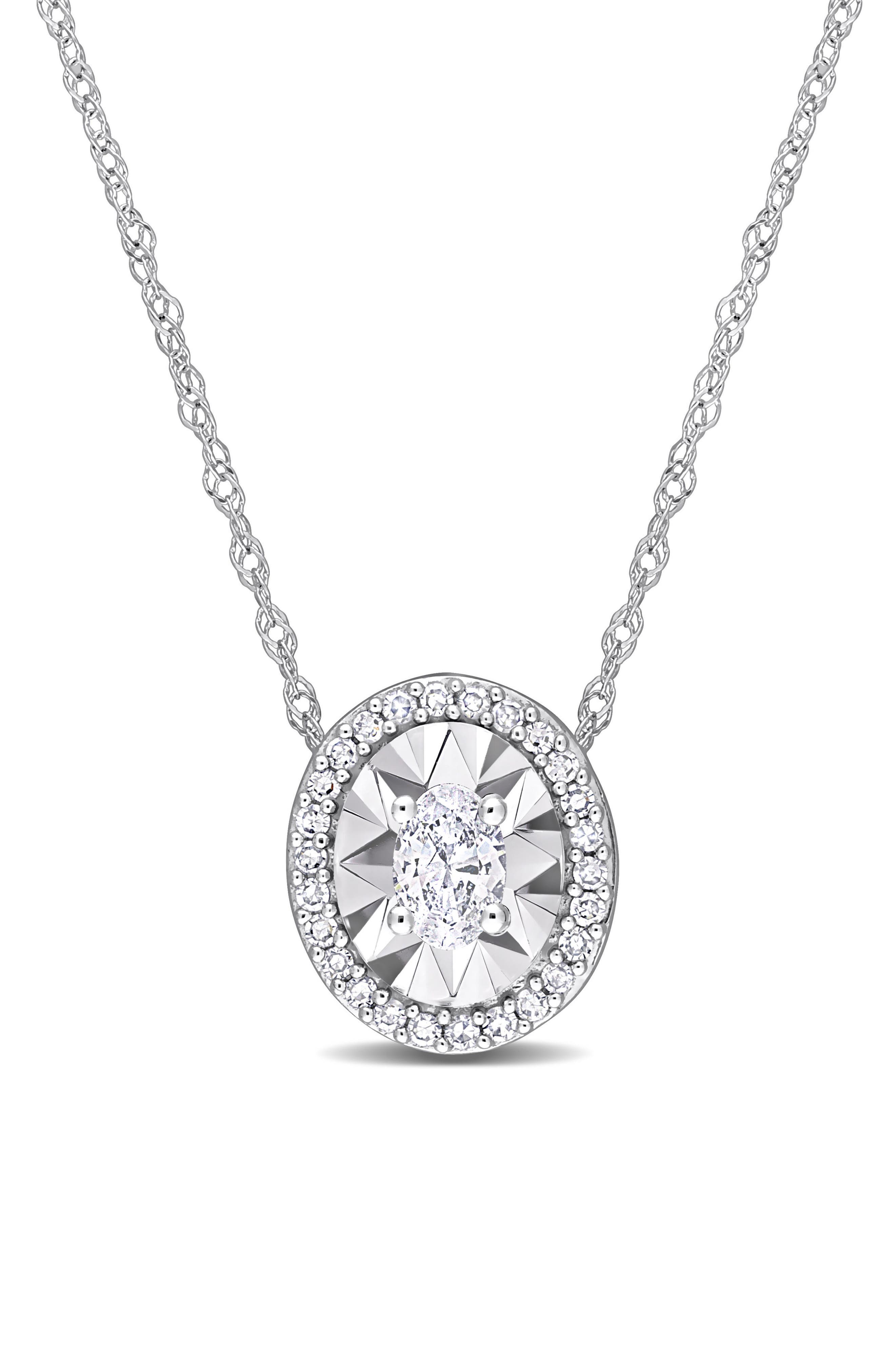 DELMAR Oval & Round Diamond Pendant Necklace - 0.25ct.