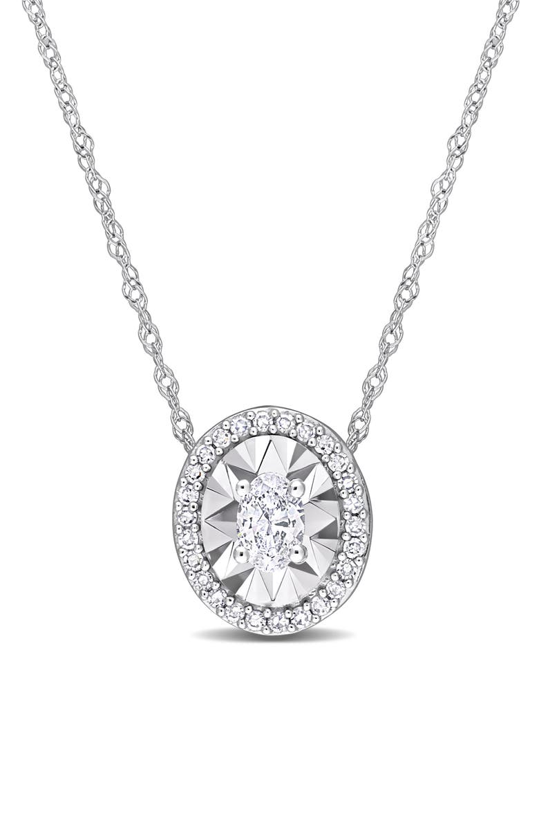 DELMAR Oval & Round Diamond Pendant Necklace - 0.25ct., Main, color, Silver