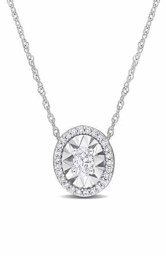 DELMAR Oval & Round Diamond Pendant Necklace - 0.25ct.