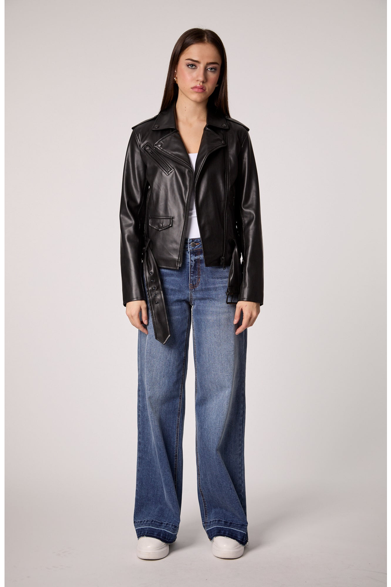 Classic Moto UNreal Leather Jacket, Alternate, color, Black
