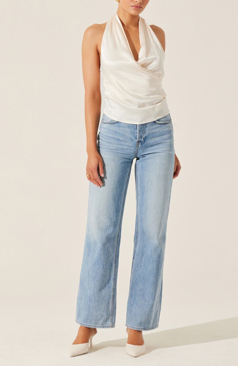 ASTR the Label Draped Satin Halter Top, Alternate, color, Cream