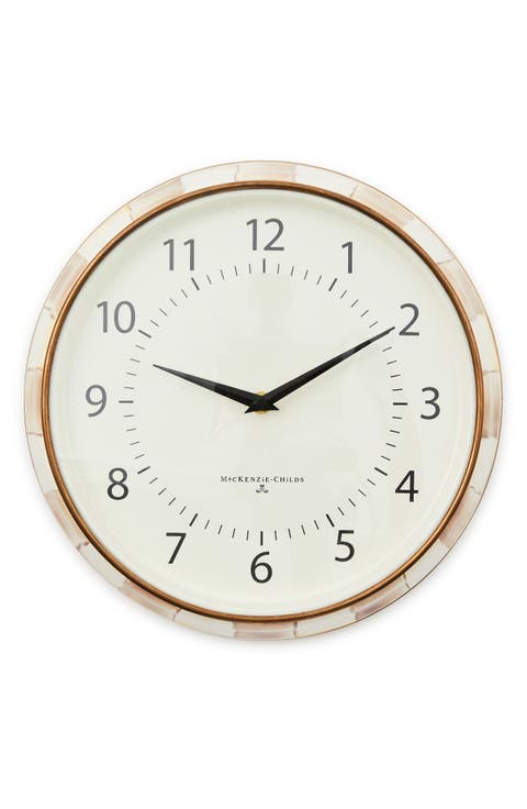 Mocha Check Enameled Steel School Wall Clock