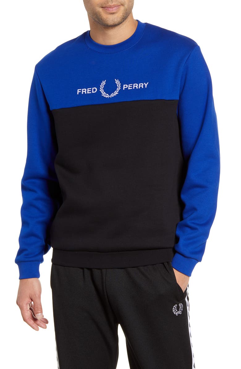 Fred Perry Colorblock Embroidered Crewneck Sweatshirt, Main, color,