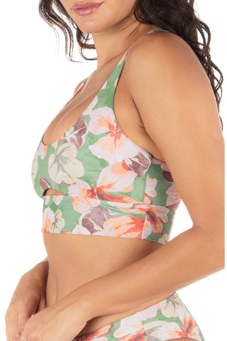 Gingko Cloud Strappy Bikini Top, Alternate, color, SEAFOAM PINK FLORAL
