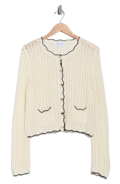 Gemma + Jane Scallop Edge Open Stitch Cardigan In Multi