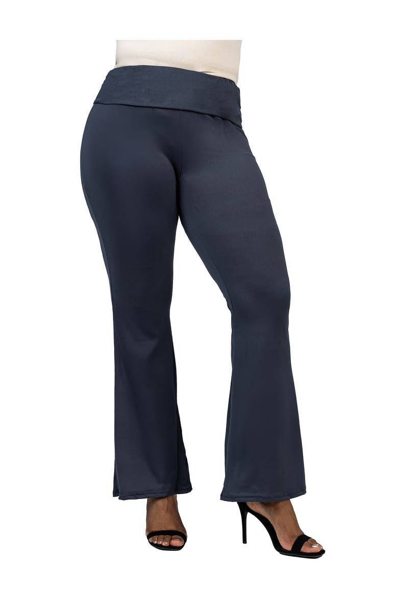 24seven Comfort Apparel Bell Bottom Foldover Waist Sweatpants, Main, color, Charcoal