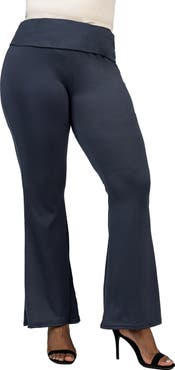 24seven Comfort Apparel Bell Bottom Foldover Waist Sweatpants