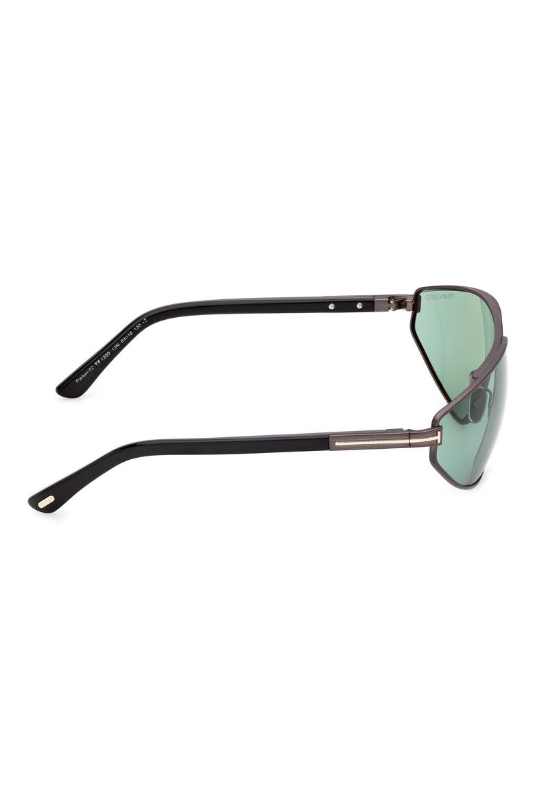 Parker 64mm Oversize Pilot Sunglasses, Alternate, color, MATTE DARK RUTHENIUM/ GREEN LENS