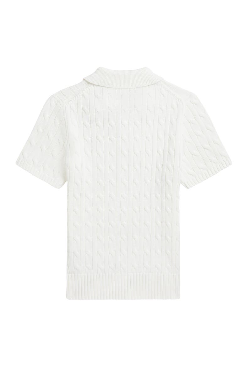 Kids' Cable Stitch Cotton Polo Sweater, Alternate, color, DECKWASH WHITE