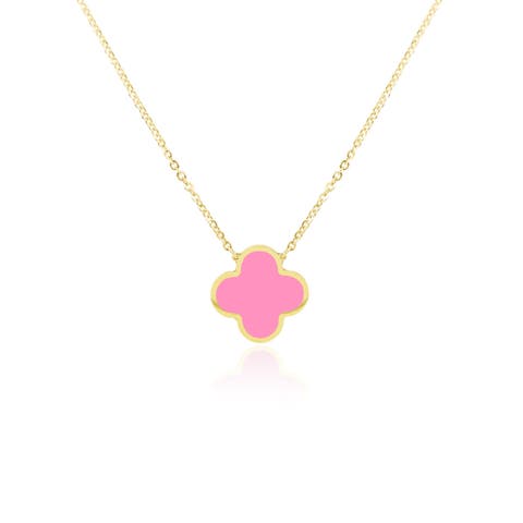 Extra Large Bubblegum Pink Single Clover Necklace