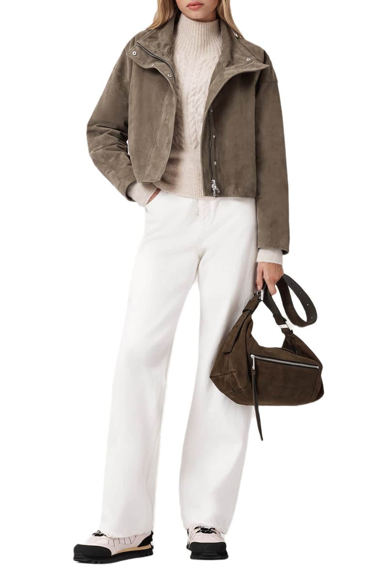 AllSaints Ryder Suede Jacket, Alternate, color, Fawn Brown