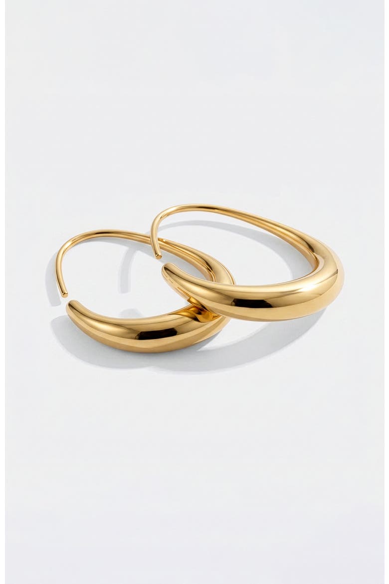 Fluid Hoop Earrings, Alternate, color, Gold