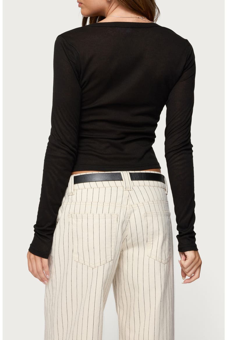 Nettie Rib Henley Top, Alternate, color, BLACK