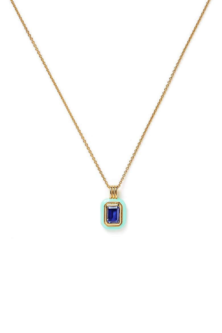 Stone & Enamel Pendant Necklace, Main, color, AQUA/ GOLD
