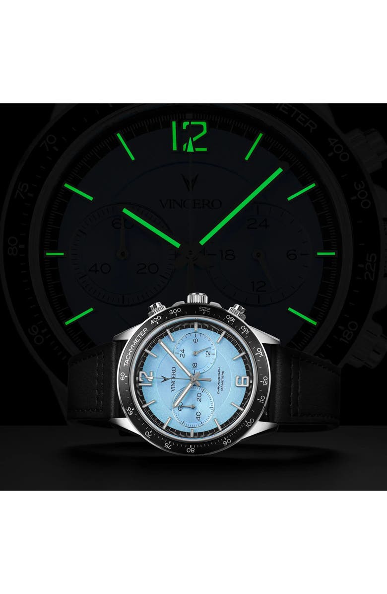 Vincero The Apex Prism Chronograph Leather Strap Watch, 42mm, Alternate, color, Jet Stream