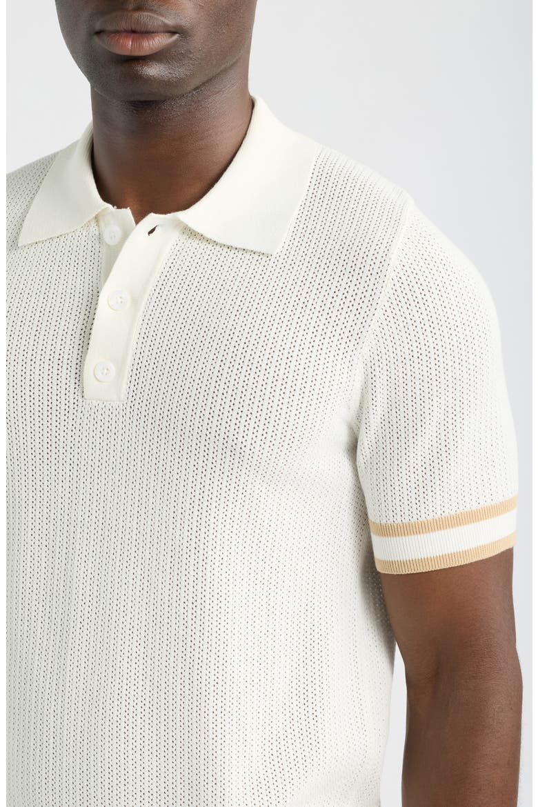 Quinn Open Knit Polo Sweater, Alternate, color, WHITE - 23