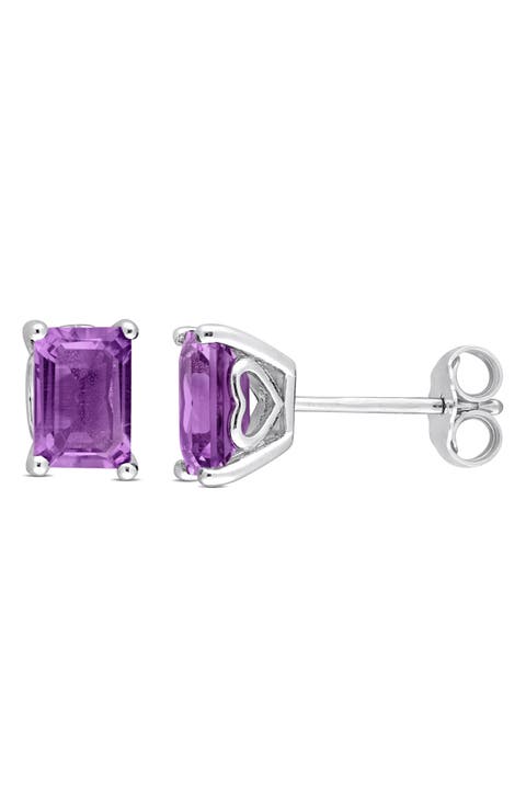 Amethyst Octagon Stud Earrings