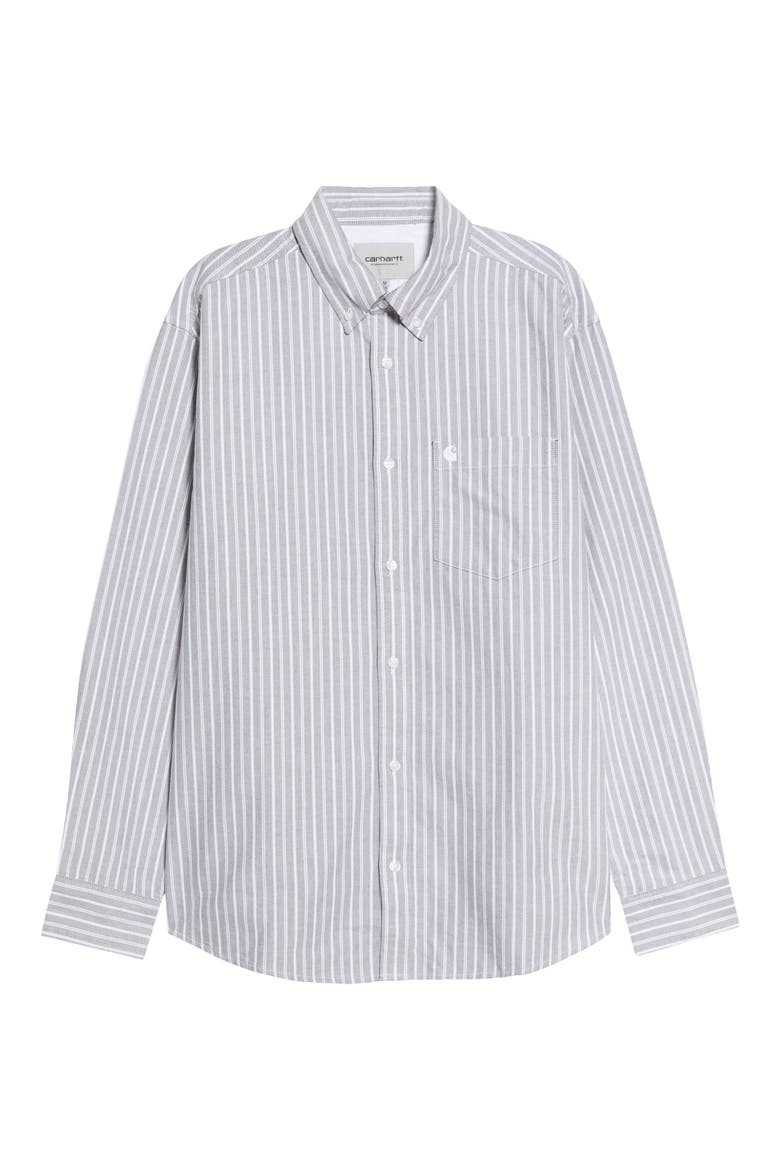 Kanan Stripe Cotton Button-Down Oxford Shirt, Alternate, color, KANAN STRIPE, BLACK