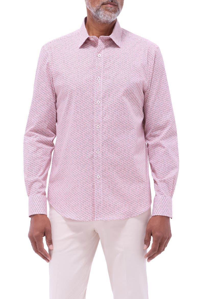 Julian OoohCotton® Abstract Button-Up Shirt, Main, color, CHILI