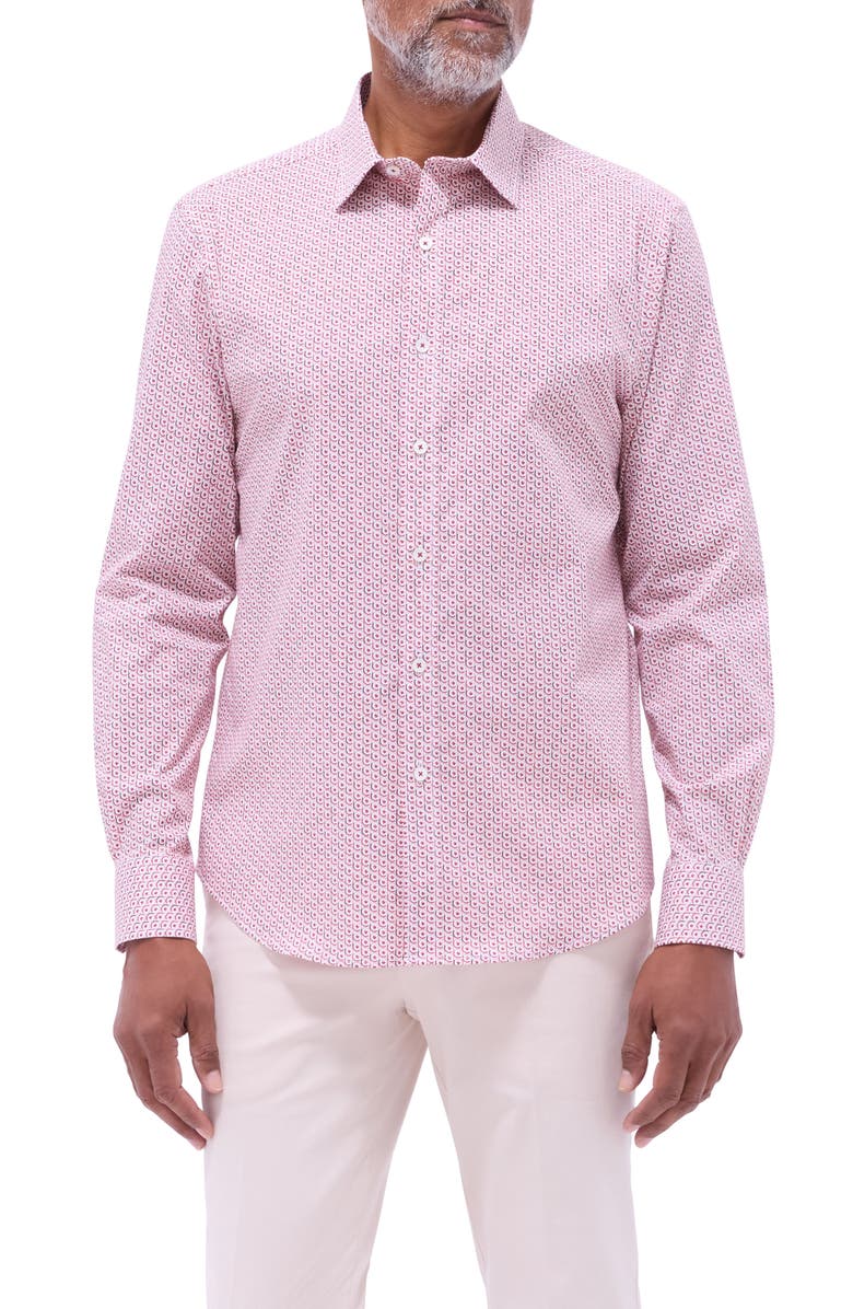 Bugatchi Julian OoohCotton<sup>®</sup> Abstract Button-Up Shirt, Main, color, Chili