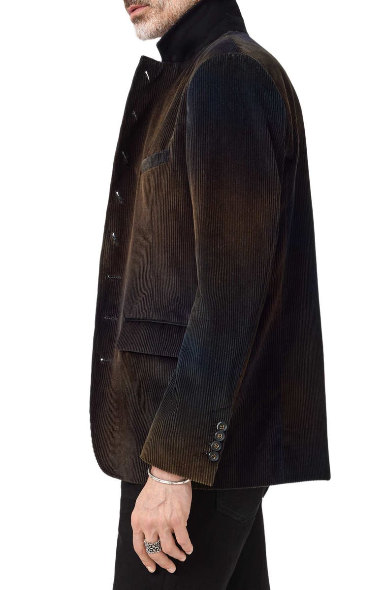 John Varvatos Baylor Cotton Corduroy High Button Blazer, Alternate, color, Dark Brown