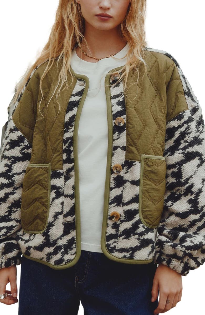 NEXT Mixed Media Jacket, Main, color, Green