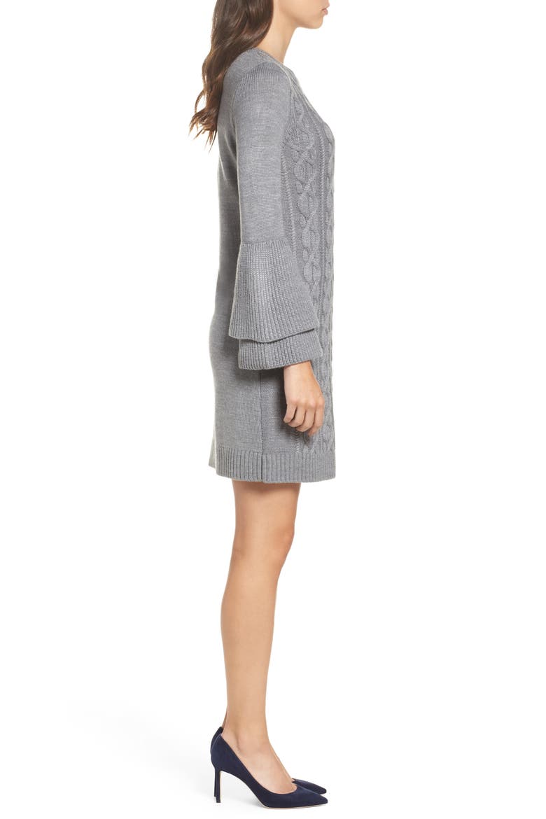 Mixed Cable Sweater Dress, Alternate, color, GREY