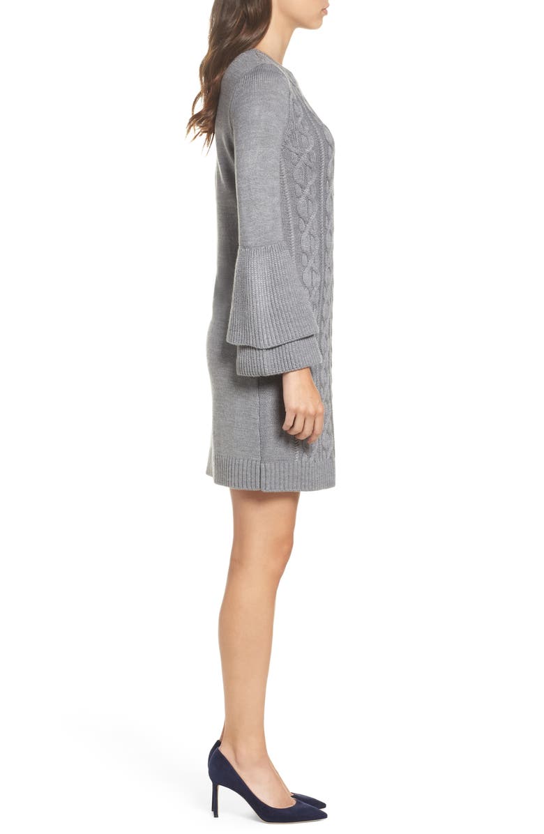 Eliza J Mixed Cable Sweater Dress, Alternate, color, 