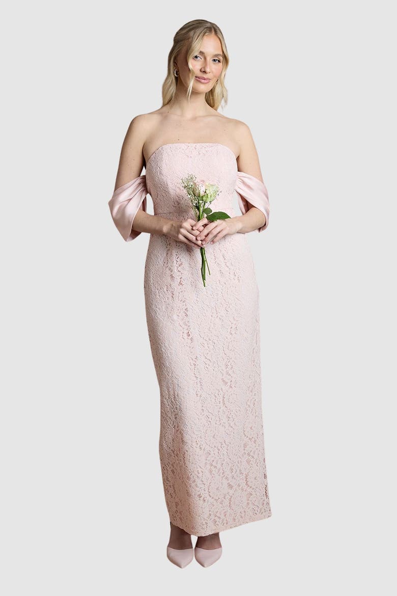 Bardot Neck Short Sleeve Maxi Dress, Main, color, Blush