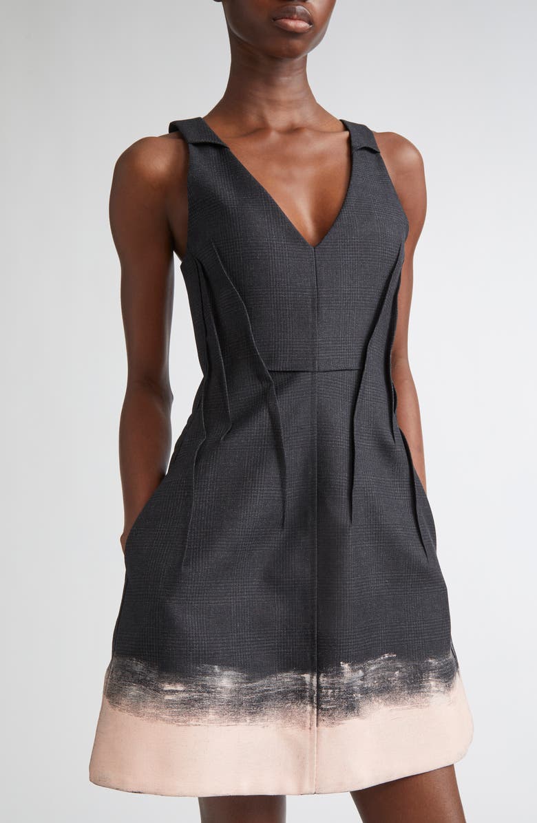 Jason Wu Collection Painted Hem Glen Plaid Wool Minidress, Alternate, color, Charcoal/ Light Pink