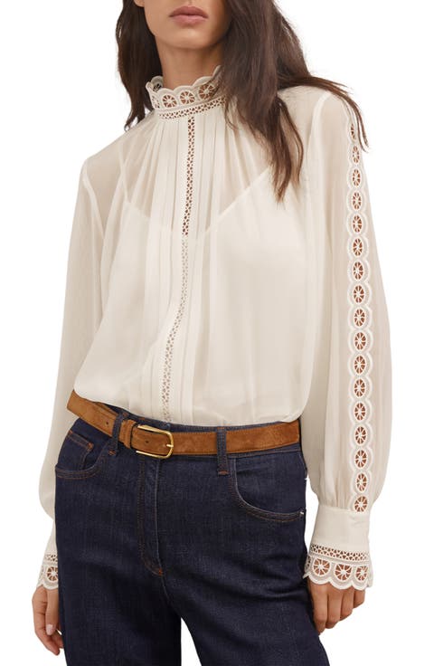 Ori Guipure Lace Trim Top